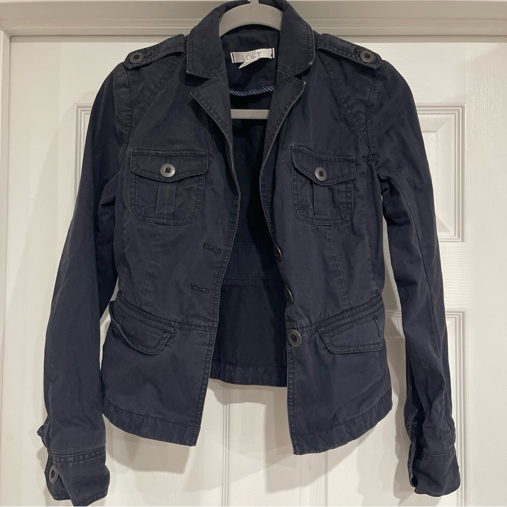 LOFT Navy Utility Jacket with Military-Inspired Details